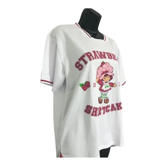 Strawberry shortcake white strawberry shortcake printed jersey size large new - Picture 9 of 10